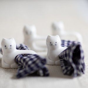 Set of four Kitty cat ceramic napkin holders